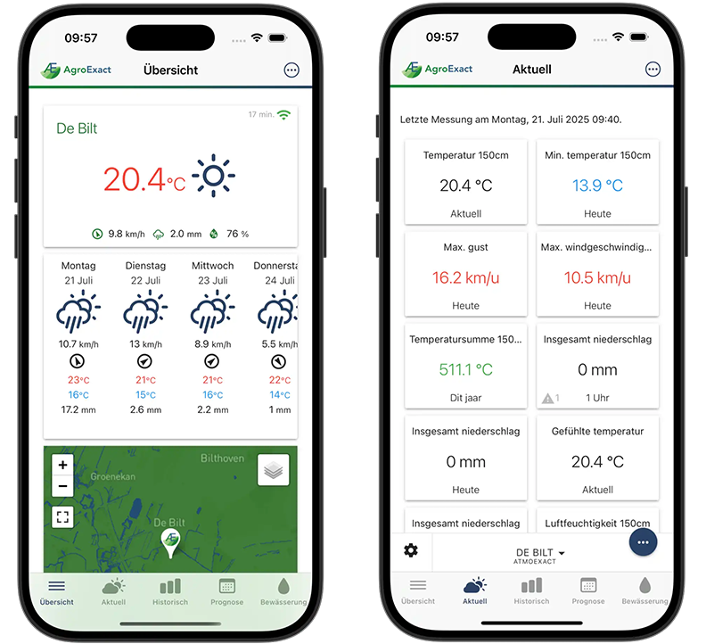 Die AgroExact App auf zwei Smartphones