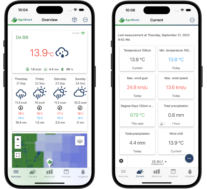 The AgroExact app on two smartphones