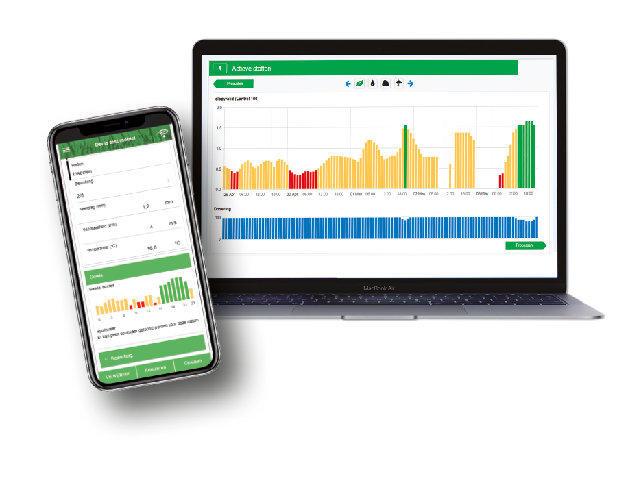 AgroVision Crops op laptop en smartphone